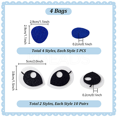4Bags Eye & Mouth Wool Needle Felting Decoration DIY-PH0031-14B-1