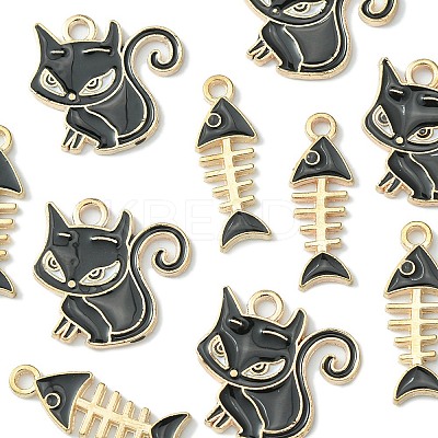 10Pcs 2 Styles Alloy Enamel Pendants ENAM-YW0003-15-1