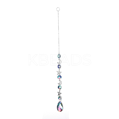 AB Color Plated Crystal Teardrop Big Pendant Decorations LS-HJEW-G019-03B-1