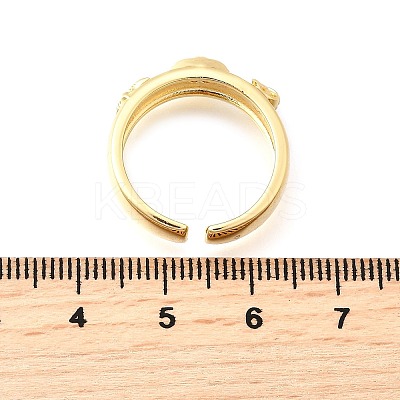 Ocean Theme Brass Micro Pave Cubic Zirconia Cuff Rings for Women LS-RJEW-F184-17I-G-1