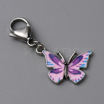 Butterfly Alloy Enamel Pendant Decoration LS-HJEW-WH0042-73D-1
