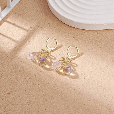 Alloy Bowknot with Glass Teardrop Dangle Leverback Earrings EJEW-TA00114-1