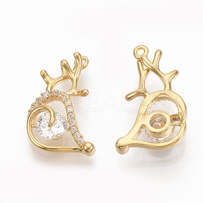 Brass Micro Pave Clear Cubic Zirconia Pendants ZIRC-Q021-006G-NF-1