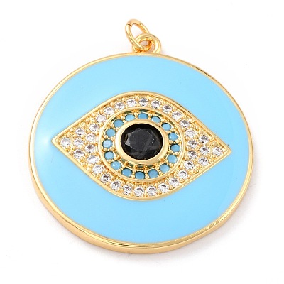Real 18K Gold Plated Brass Micro Pave Cubic Zirconia Pendants ZIRC-L100-084G-01-1