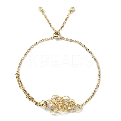 Natural Mixed Gemstone Bullet Link Slider Bracelets BJEW-JB09902-1