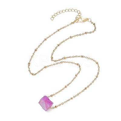 5Pcs 5 Colors Dyed Natural Quartz Polygon Pendant Necklaces NJEW-JN04491-S-1
