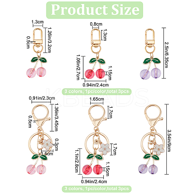 6Pcs 6 Styles Cherry Transparent Acrylic Pendant Decorations HJEW-CP0001-08-1
