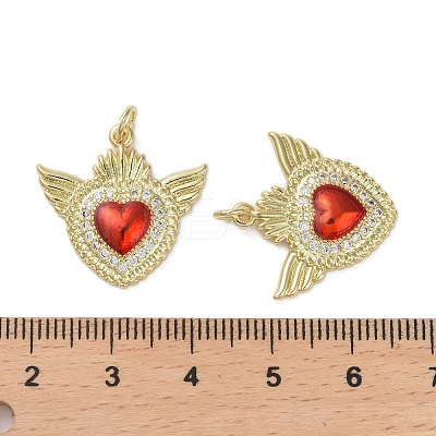 Brass Micro Pave Clear Cubic Zirconia Pendants KK-H466-05G-03-1