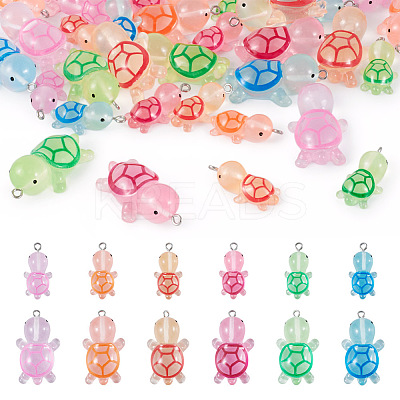 48Pcs 12 Styles Luminous Resin Pendants JACR-TA0001-02-1