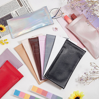 11Pcs 11 Colors Rectangle PU Imitation Leather Eyeglasses Pouch AJEW-CP0005-56-1