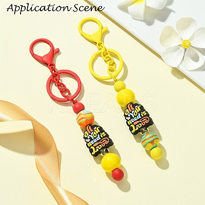 Spray Painted Alloy Bar Beadable Keychain for Jewelry Making DIY Crafts KEYC-A011-02H-1