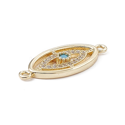 Rack Plating Brass Micro Pave Clear Cubic Zirconia Connector Charms KK-A175-03G-1