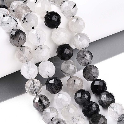 Natural Tourmalinated Quartz Beads Strands G-S345-10mm-30-1