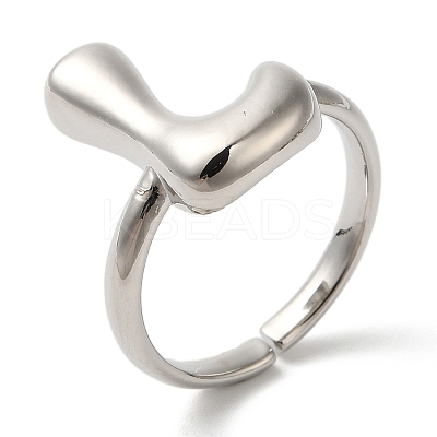 Initials Brass Open Cuff Ring for Women RJEW-N046-02L-P-1