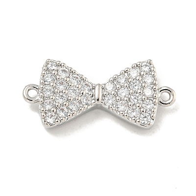 Brass Micro Pave Clear Cubic Zirconia Connector Charms KK-P275-36B-P-1