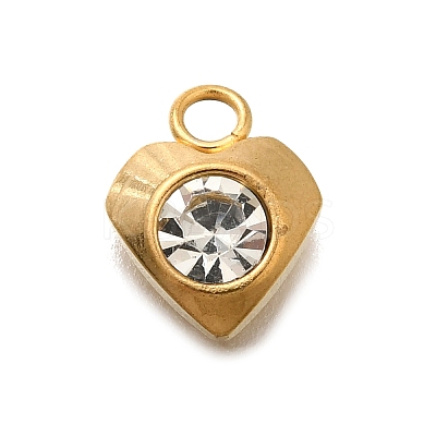 304 Stainless Steel Pave Cubic Zirconia Charms STAS-D310-07G-01-1