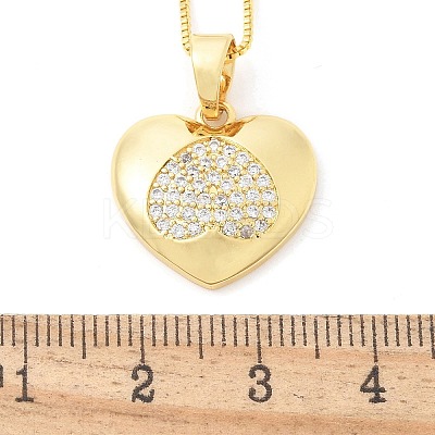 Brass Micro Pave Clear Cubic Zirconia Pendant Necklaces for Women LS-NJEW-M084-02G-03-1