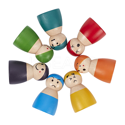 Rainbow Wooden Peg Dolls WOOD-WH0098-53-1