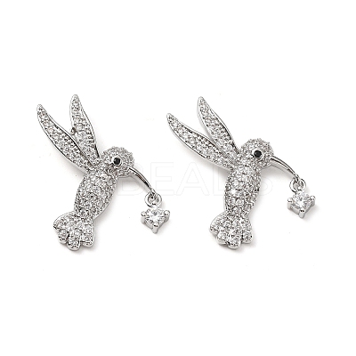 Brass Micro Pave Clear Cubic Zirconia Pendants KK-G533-07A-P-1
