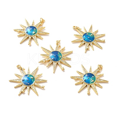 Rack Plating Brass Micro Pave Cubic Zirconia Pendants KK-M230-32G-1