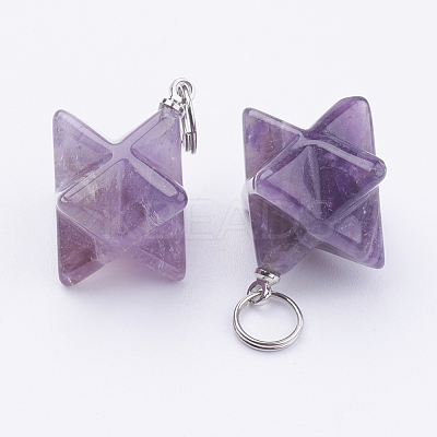 Natural Amethyst Pendants X-G-E398-01B-1