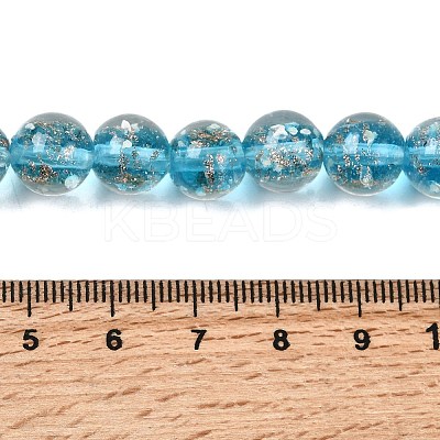 Luminous Handmade Gold Sand Lampwork Beads Strands LAMP-P051-L07-10mm-01-1