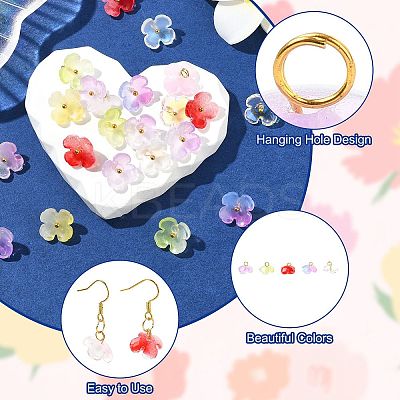 80Pcs 8 Colors Gradient Color Glass Pendants PALLOY-CJ00067-1