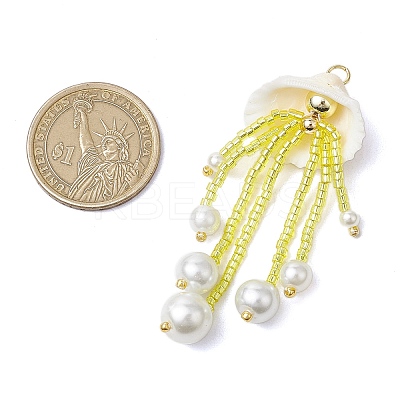 Glass Seed Beaded Jellyfish Pendants PALLOY-MZ00571-04-1