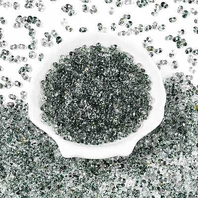Spray Painted with Glitter Powder Glass Seed Beads SEED-T007-09C-1