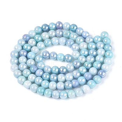 Electroplate Opaque Glass Beads Strands EGLA-T026-8mm-05B-1