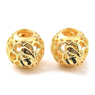 Brass Enamel European Beads KK-M247-14G-1