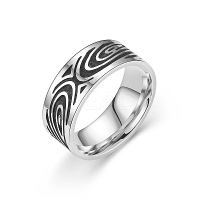 Retro 201 Stainless Steel Enamel Finger Rings for Men FS-WG366A7-11-1