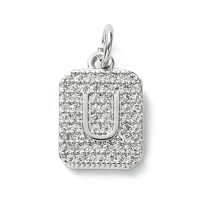 Rack Plating Brass Micro Pave Clear Cubic Zirconia Charms KK-G501-01U-P-1