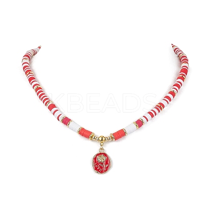 Alloy Enamel Flower Pendant Necklace NJEW-JN04537-02-1