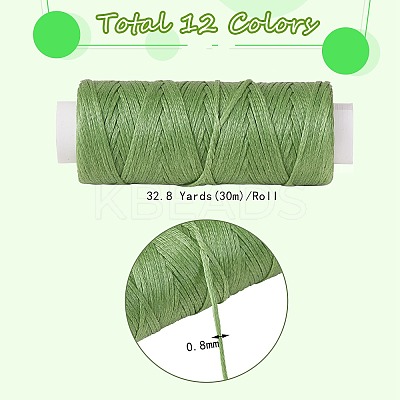 12Rolls 12 Colors Waxed Polyester Cord YC-SZ0001-03B-1