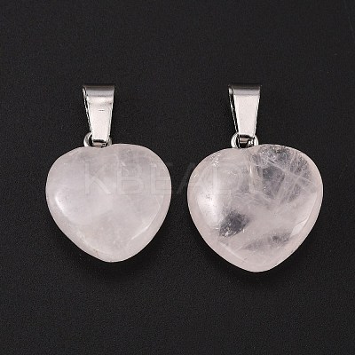 Heart Natural Rose Quartz Pendants LS-X-G-Q371-07-1