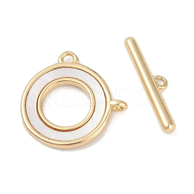 Brass & Shell Toggle Clasps KK-K391-10G-1