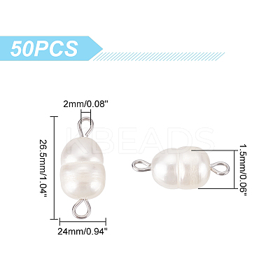 50Pcs Natural Cultured Freshwater Pearl Bead Connector Charms PEAR-HY0001-03-1