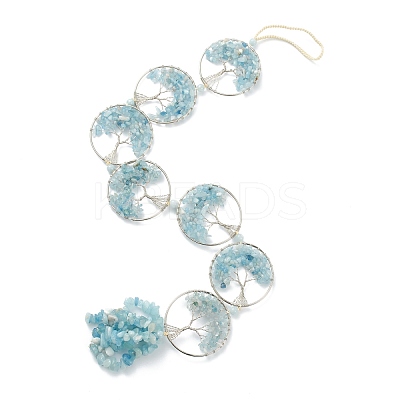 Natural Aquamarine Car Hanging Decorations HJEW-L026-05P-1