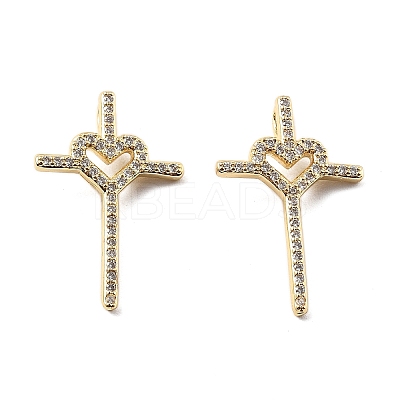 Brass Micro Pave Cubic Zirconia Pendants KK-R229-09G-1