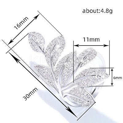 Brass Micro Pave Clear Cubic Zirconia Finger Rings FS-WG77E03-01-1