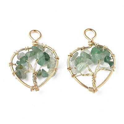 Natural Green Aventurine Pendants G-T131-97B-04-1