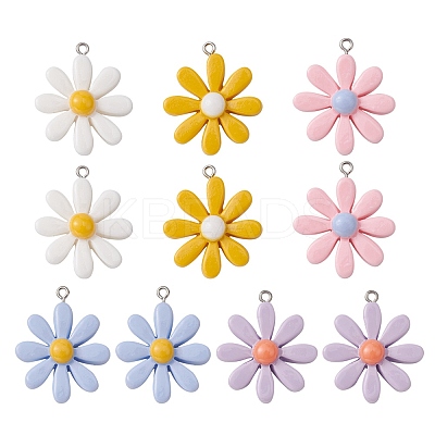 10Pcs 5 Colors Resin Pendants CRES-YW0001-11-1