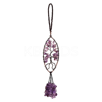 1Pc Natural Amethyst Big Pendant Decotations G-SZ0001-95A-1