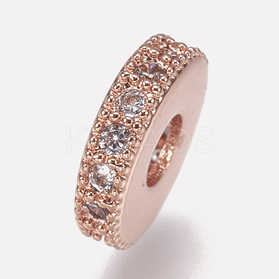 Brass Micro Pave Cubic Zirconia Bead Spacers ZIRC-K074-11A-01RG-1