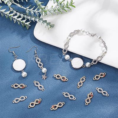 48Pcs 3 Style Alloy Rhinestone Links Connectors ALRI-FH0001-04-1