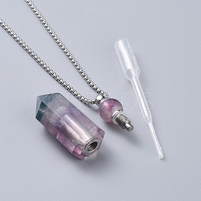 Natural Gemstone Perfume Bottle Pendant Necklaces NJEW-F251-09P-1