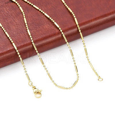 Brass Ball and Column Link Chains Necklace for Women LS-NJEW-P265-22G-1