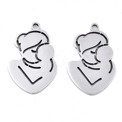 Non-Tarnish Mother's Day 201 Stainless Steel Pendants X-STAS-S081-036-1