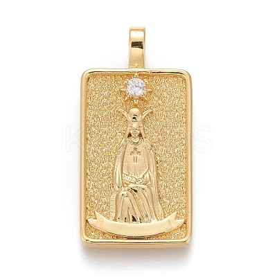 Brass Micro Pave Clear Cubic Zirconia Pendants ZIRC-Z004-01V-1